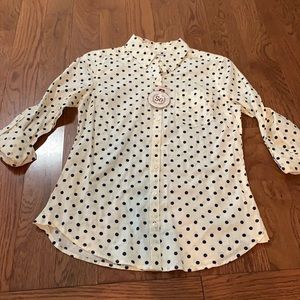 Polkadot button-down with tags